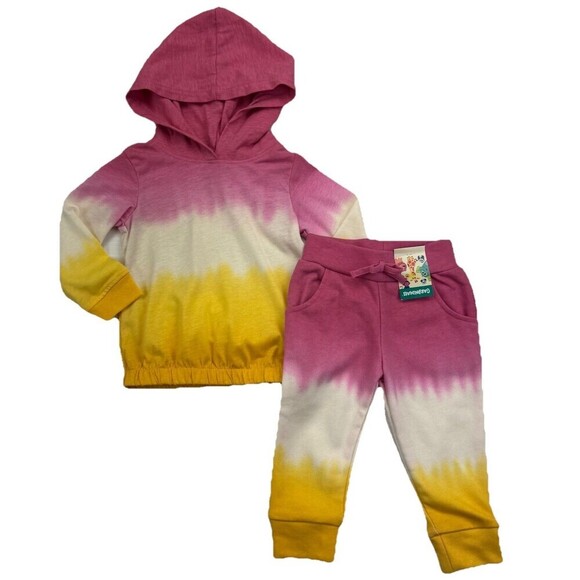 Garanimals Girl's Sweat Suit Jog Outfit Pink Yellow Tie Dye Size 12 Months - Picture 1 of 8